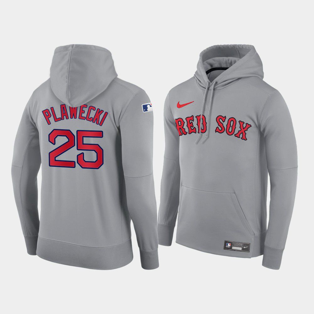Men Boston Red Sox #25 Plawecki gray road hoodie 2021 MLB Nike Jerseys->boston red sox->MLB Jersey